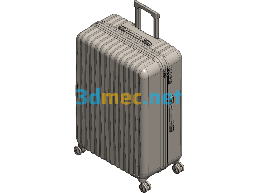 Wave Pattern Trolley Case Exported 3D Model Free Download