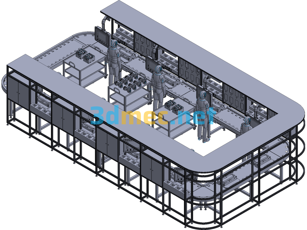 Manual Intelligent Assembly Line For Hydraulic Valves Exported 3D Model Free Download