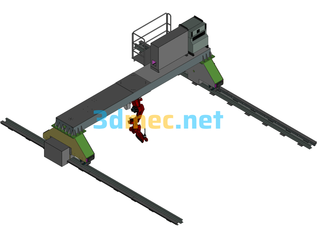 Design Of Large-Scale Mobile Gantry Robot Welding Equipment With Roller Guides Exported 3D Model Free Download