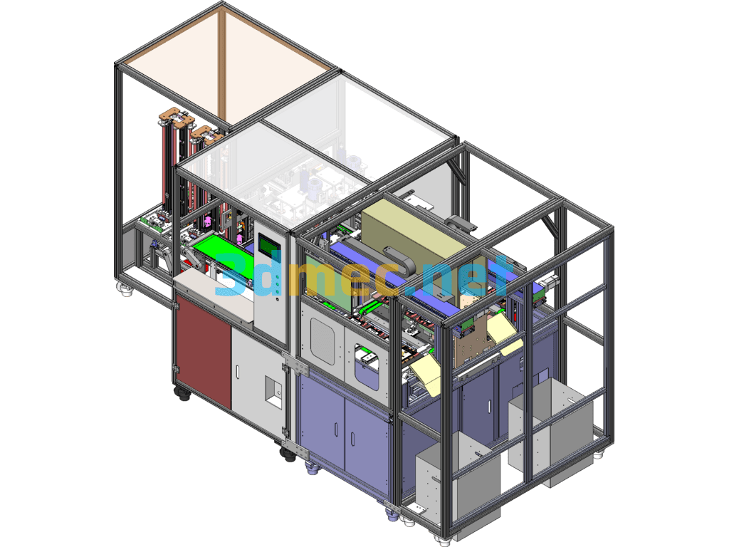 Motor Cover Flatness Testing, Air Tightness Testing Machine Non-Standard Automation Large-Scale Equipment SolidWorks 3D Model Free Download