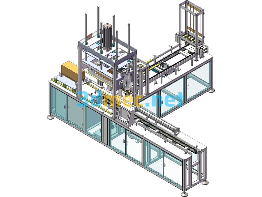 Battery Case/Cap Dispensing And Closing Machine Assembly Line SolidWorks 3D Model Free Download