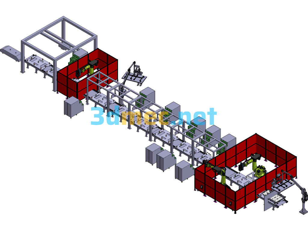 Battery Integration Line Semi-Automatic Assembly Line Exported 3D Model Free Download