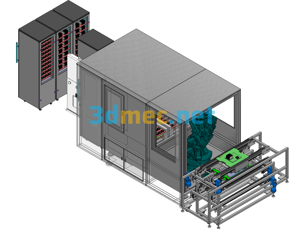 Computer Motherboard Fan Loading Assembly Line SolidWorks 3D Model Free Download