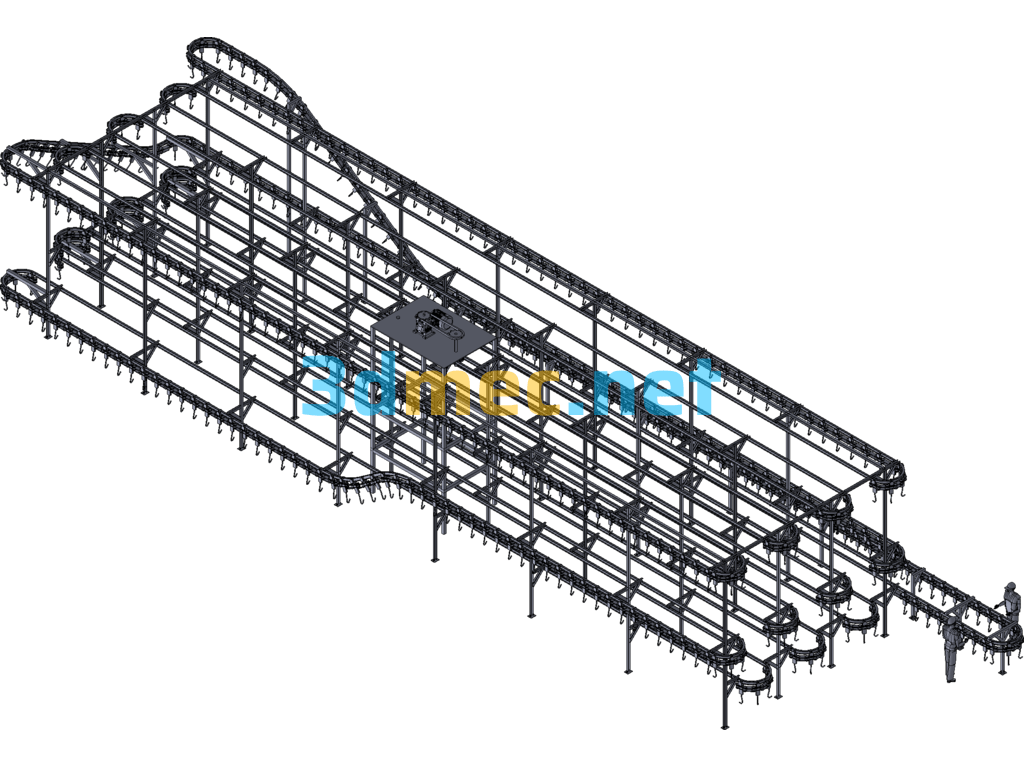 Electroplating Spraying Hanging Assembly Line Exported 3D Model Free Download