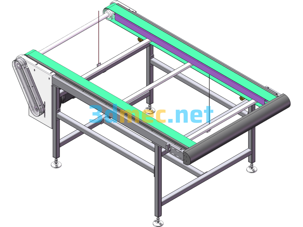 Belt Conveyor Line 3D+2DCAD+Machined Parts Standard Parts List BOM SolidWorks 3D Model Free Download