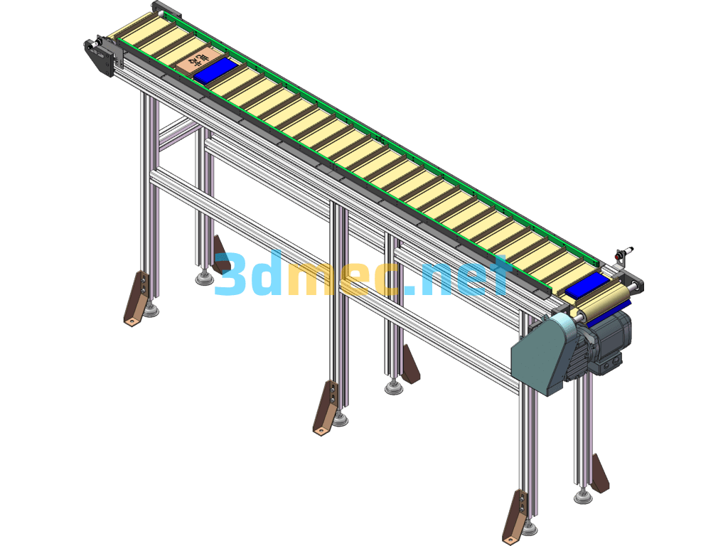 Belt Conveyor Line 3D + Engineering Drawing (Original) SolidWorks 3D Model Free Download
