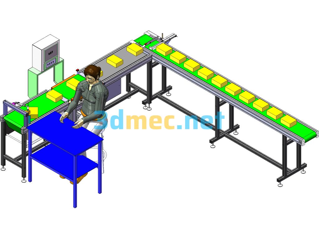 Weighing And Coding Packaging Line SolidWorks 3D Model Free Download