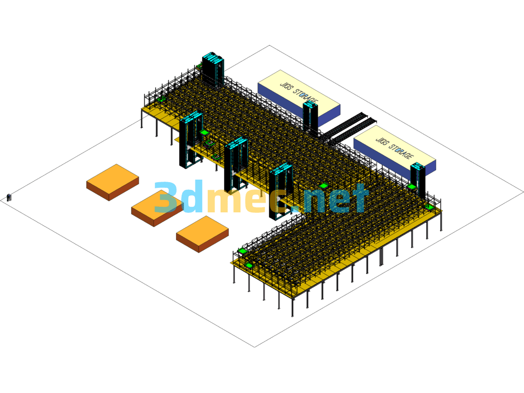 Stereo Warehouse Project (Including Stacker/Elevator/AGV/Racking, Etc.) SolidWorks 3D Model Free Download