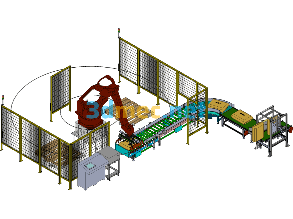 Palletizing Line For Stand-Up Pouches SolidWorks 3D Model Free Download