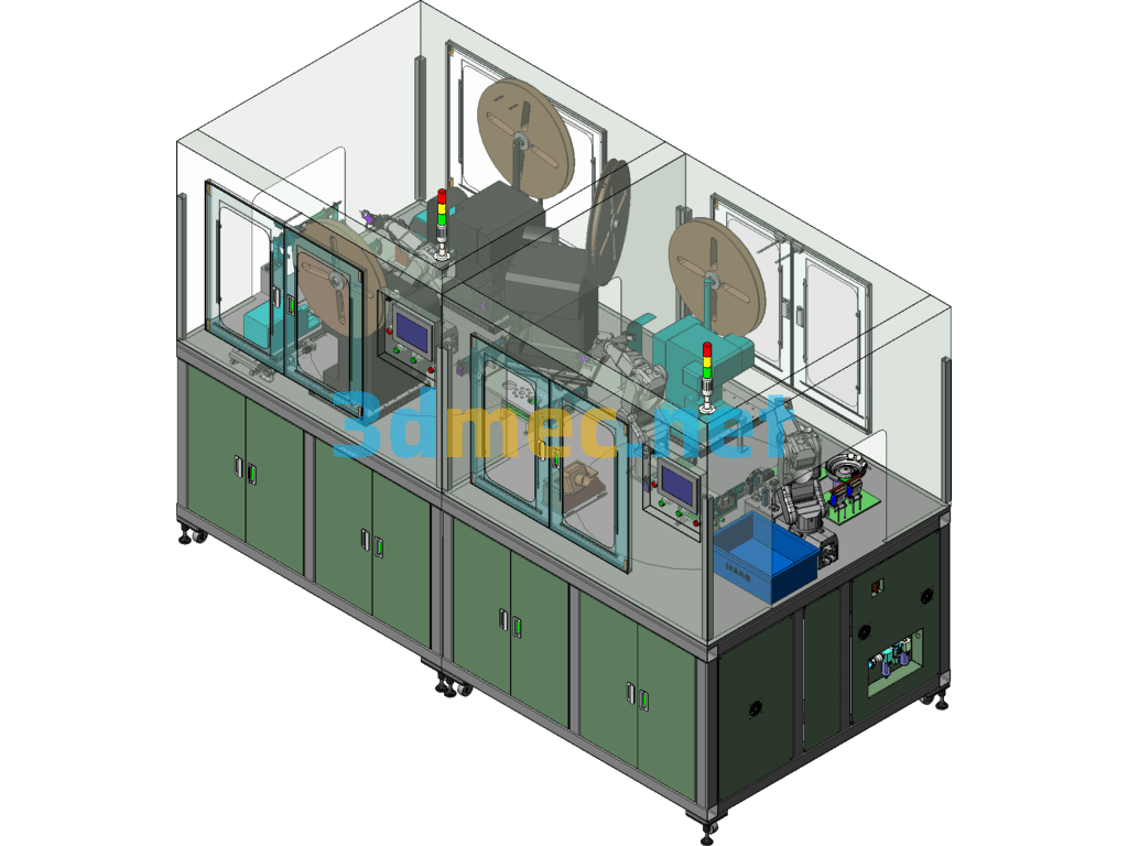Wire Processing Equipment (Loading Stripping And Pressing Copper Sleeve Plug Assembly Machine) SolidWorks 3D Model Free Download