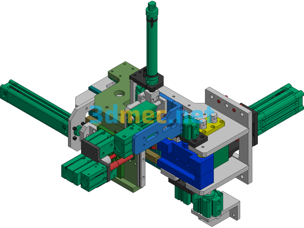 Assembly Mechanism (Cylinder Clamping, Handling Loading And Unloading) Exported 3D Model Free Download