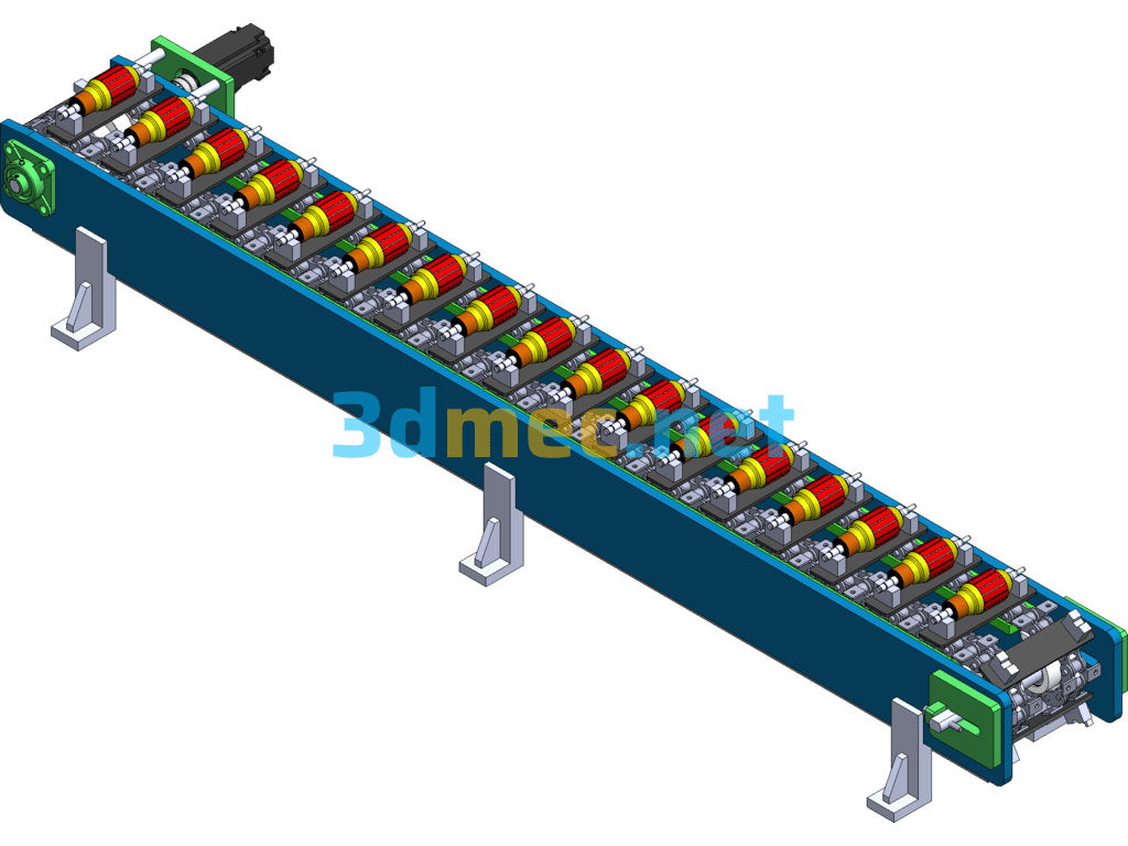 Lug Chain Downstream Conveyor Line SolidWorks 3D Model Free Download
