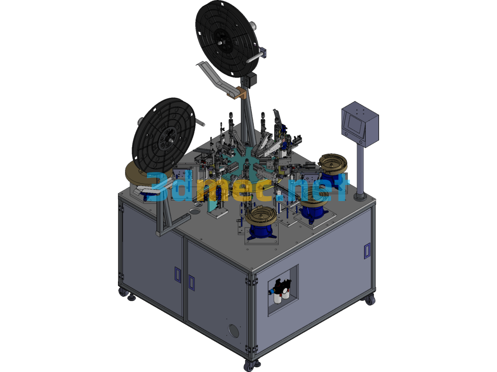 Automated Eight-Station Headphone Inserting And Terminating Machine-Original Drawing, Original File, Original Product SolidWorks 3D Model Free Download
