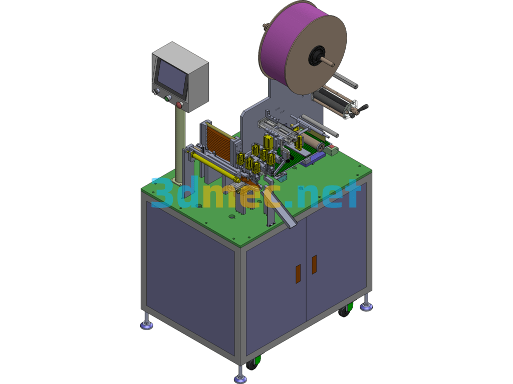 Automated Shaped Plastic Sheet Peeling And Gluing Equipment SolidWorks 3D Model Free Download