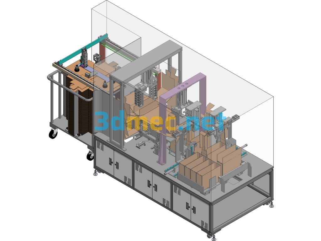 Automatic Carton Folding Equipment, Carton Folding Machine SolidWorks 3D Model Free Download