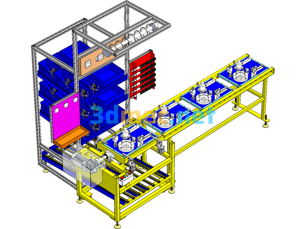 Automatic Flip + Manual Assembly Line SolidWorks 3D Model Free Download