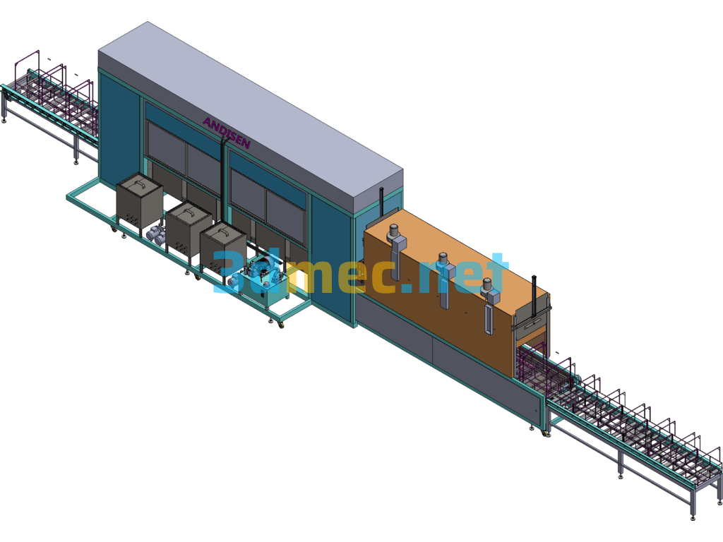 Ultrasonic Cleaning And Drying Automatic Line Exported 3D Model Free Download