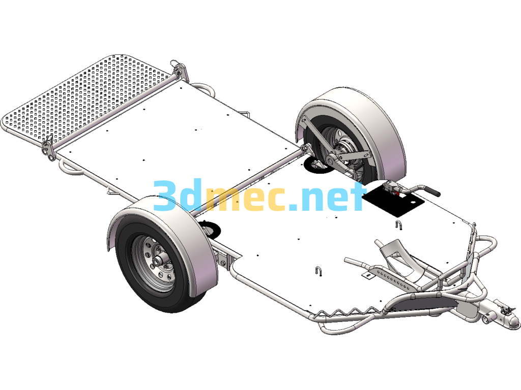 Car And Motorcycle Trailer SolidWorks 3D Model Free Download