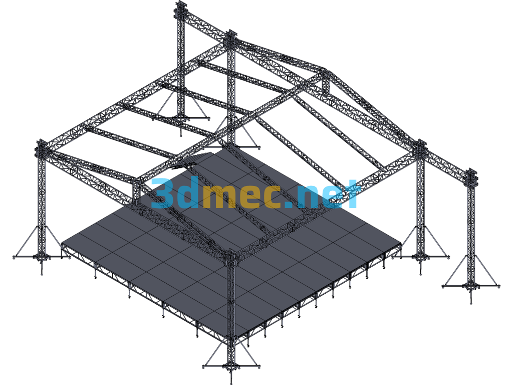 Gold Roof Truss + Stage Combination Exported 3D Model Free Download