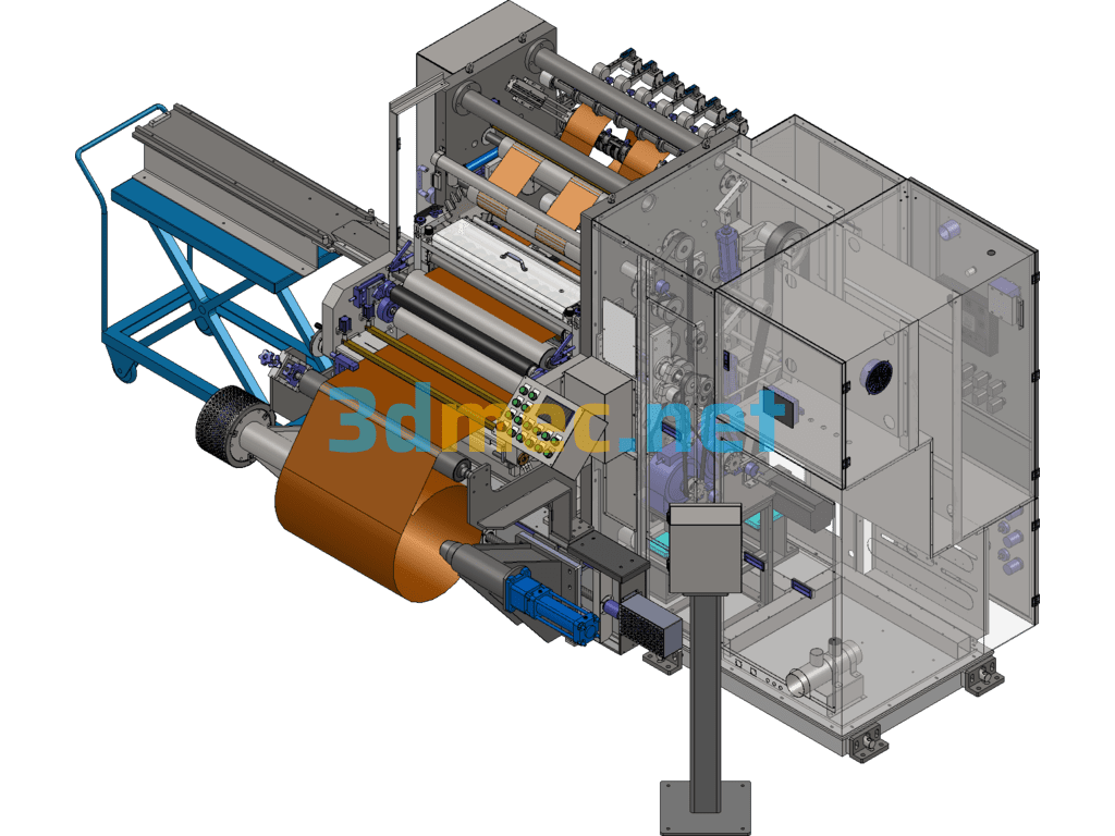 Lithium Battery Slitting Machine (Lithium Battery Positive And Negative Electrode Sheet Production Slitting) SolidWorks 3D Model Free Download