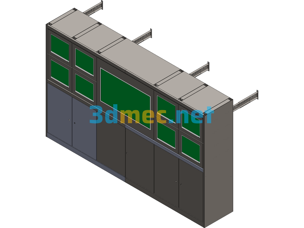 Masked TV Stand 3D + Expanded View SolidWorks 3D Model Free Download