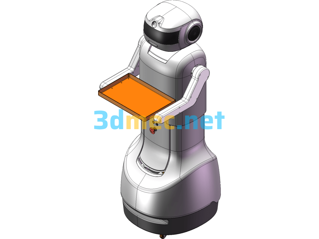 Restaurant Service Robot, Indoor Mobile AGV Robot SolidWorks 3D Model Free Download