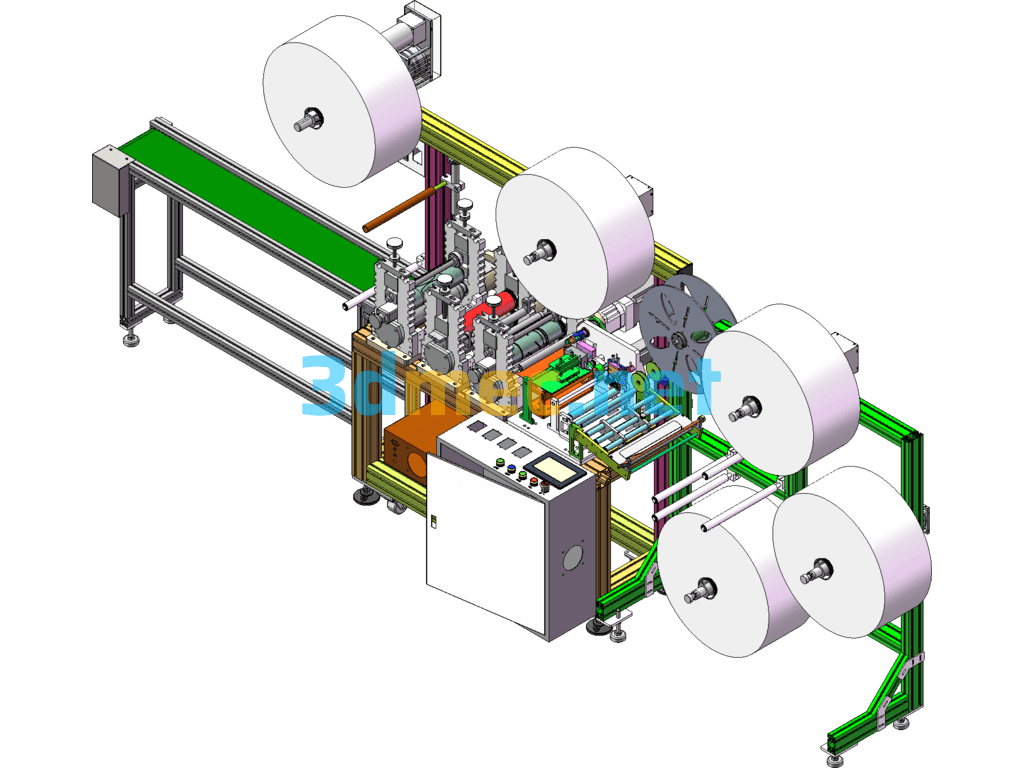 High Speed N95 Full Servo Punching Machine 3D+Engineering Drawing+BOM List 120 Pieces/Minute N95 Mouthpiece Machine SolidWorks 3D Model Free Download