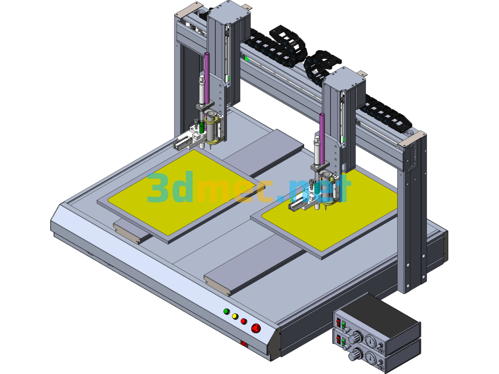 Gantry Type Double-Channel Dispenser UF Base Plate Mounted Magnet Dispensing Machine SolidWorks 3D Model Free Download