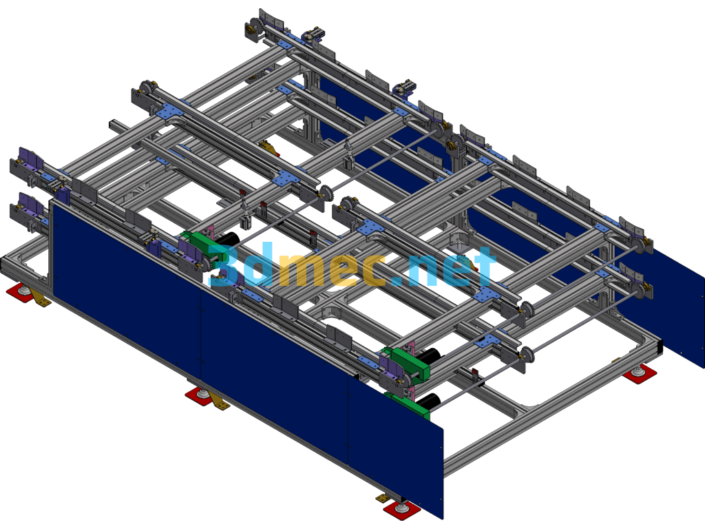 Liquid Crystal Panel Large-Scale Double-Layer Assembly Line Exported 3D Model Free Download