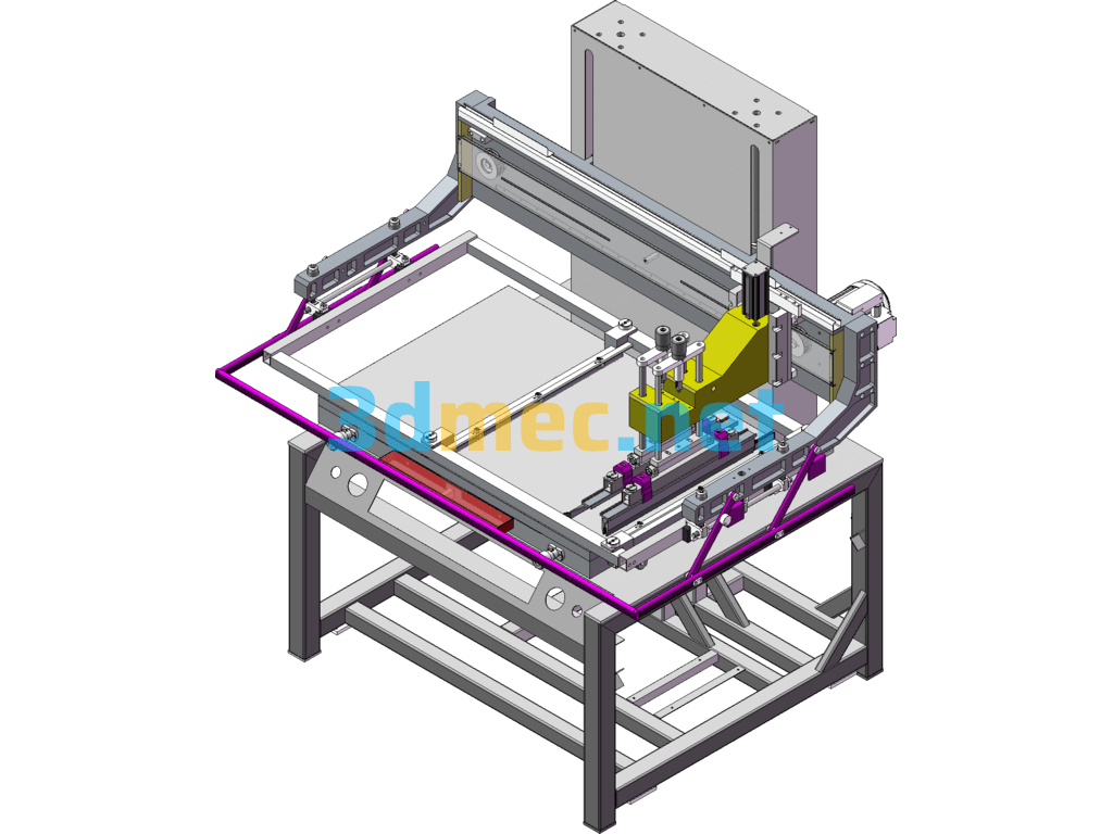 Produced Flat Screen Printing Equipment With Processing Diagram SolidWorks 3D Model Free Download