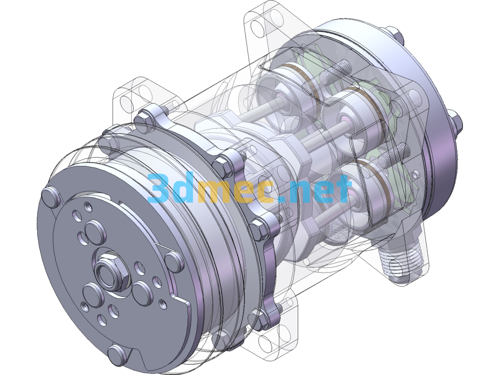 Automotive Air Conditioning Compressor SolidWorks 3D Model Free Download