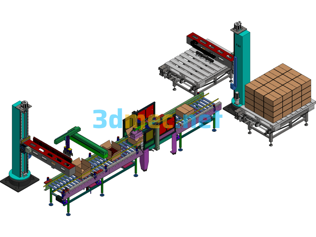 Gantry Palletizing Case Exported 3D Model Free Download