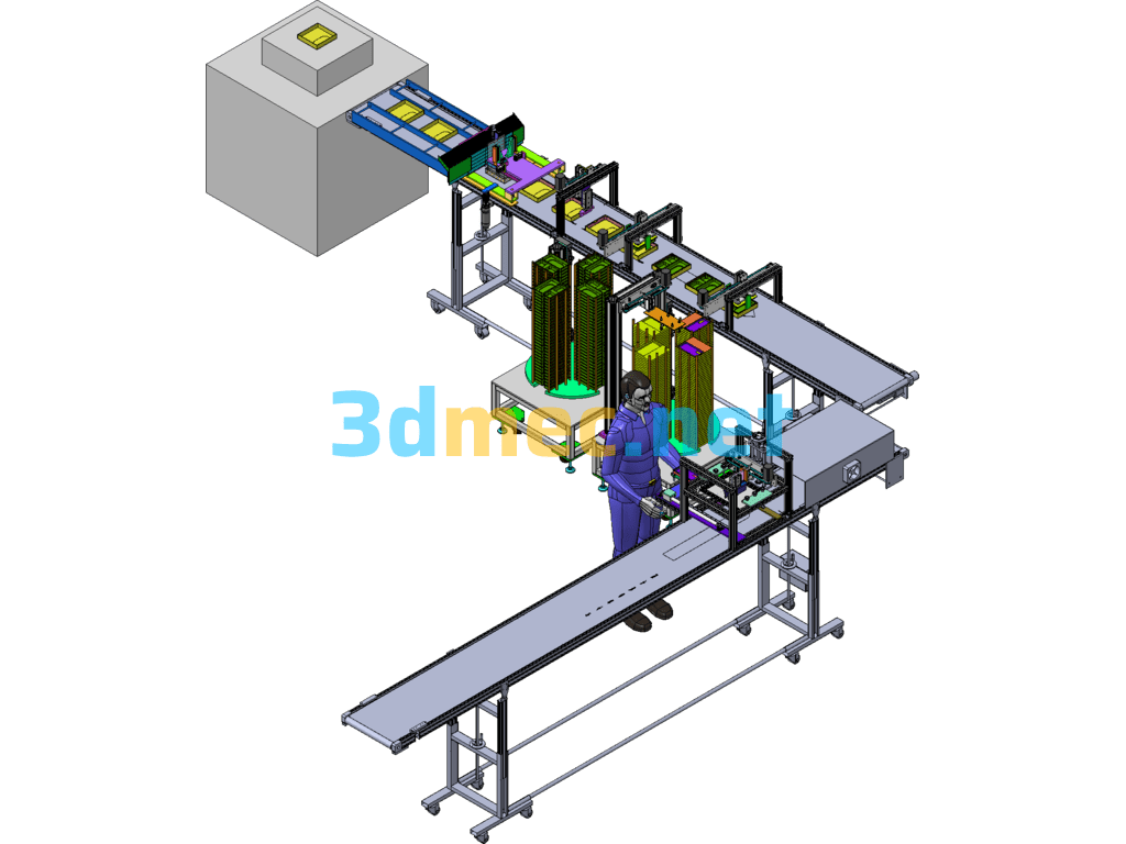 Carton Assembly Line SolidWorks 3D Model Free Download
