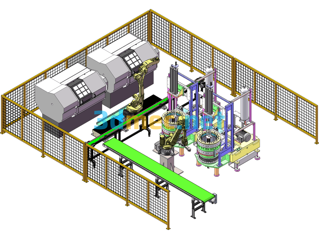Motor Shaft Machining Assembly Line SolidWorks 3D Model Free Download