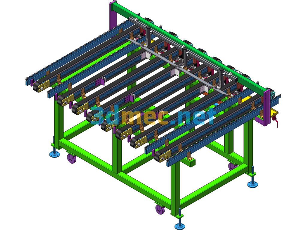 Synchronous Belt Conveyor (With Belt Sweeping Device) SolidWorks 3D Model Free Download