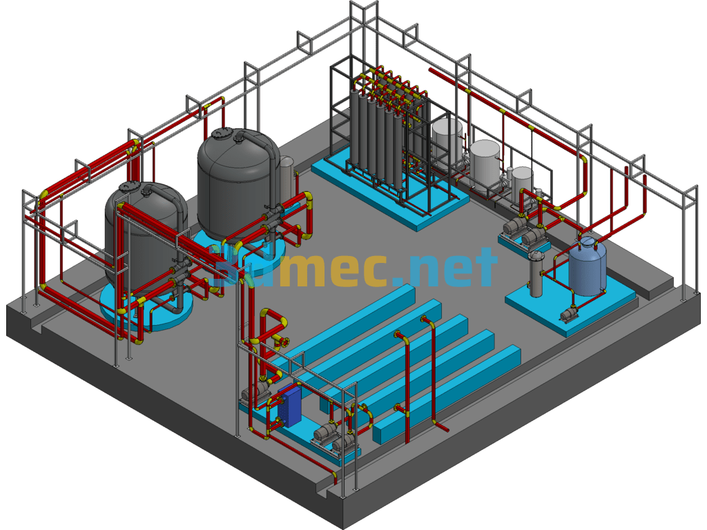 Ultrafiltration System Equipment Room Exported 3D Model Free Download