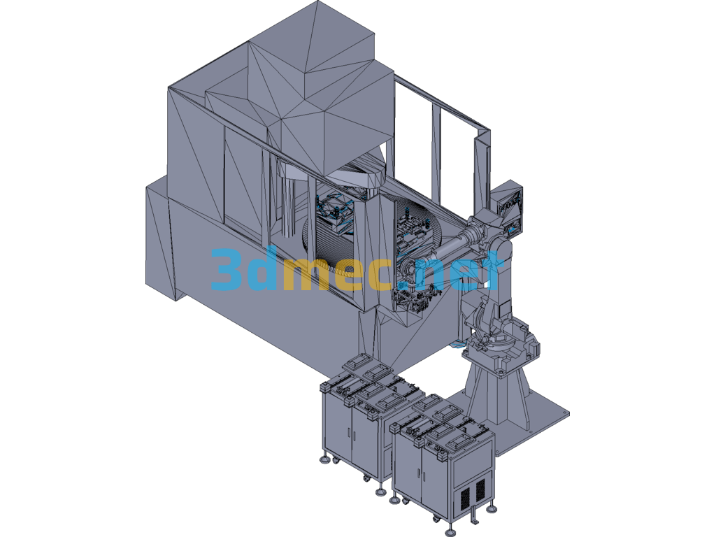 Vertical Injection Molding Robot Loading And Unloading Implantation And Removal Automation Creo(ProE) 3D Model Free Download