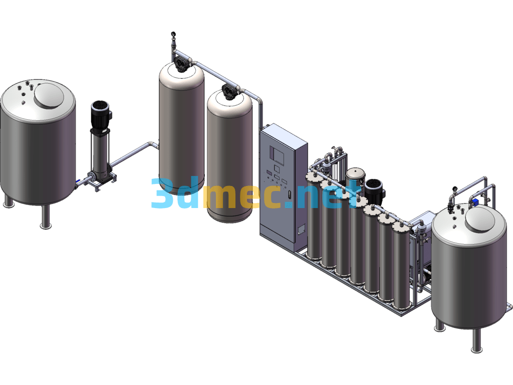 4000 Pure Water Preparation Water Treatment Equipment Machine SolidWorks 3D Model Free Download