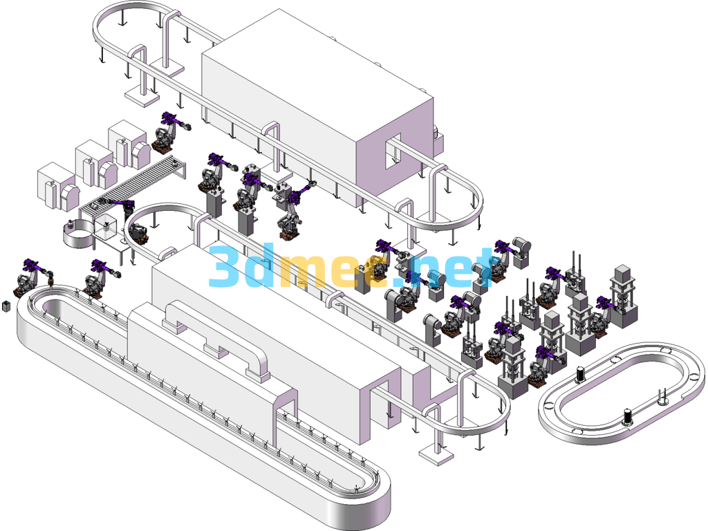 Cylinder Production Line SolidWorks 3D Model Free Download