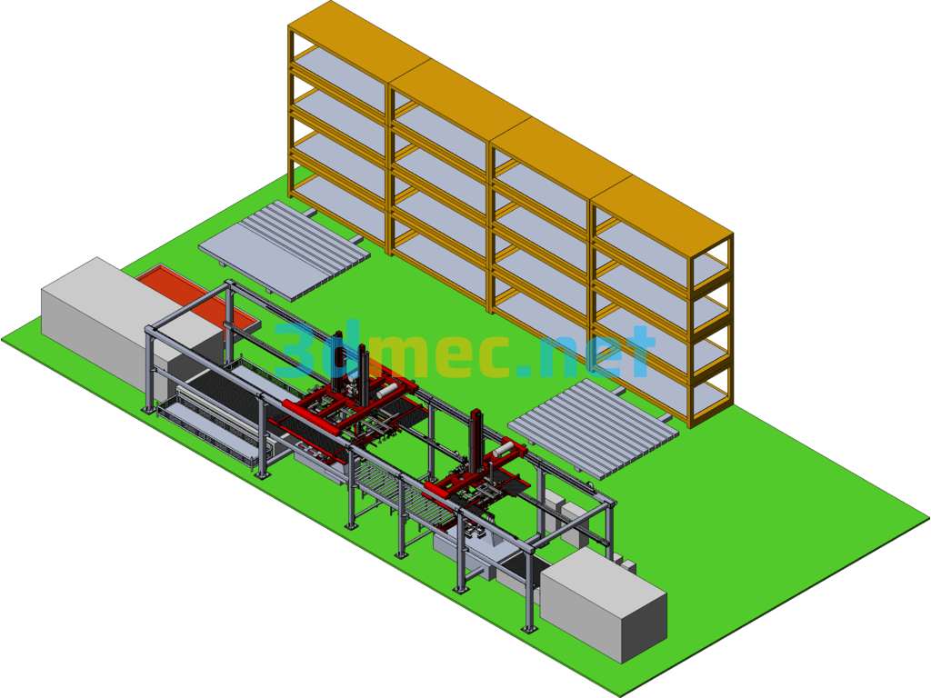 Laser Cutting Intelligent Production Line SolidWorks 3D Model Free Download