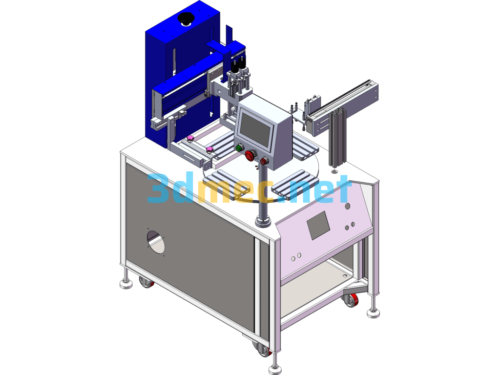 Four-Station Rotary Screen Printing Machine SolidWorks 3D Model Free Download
