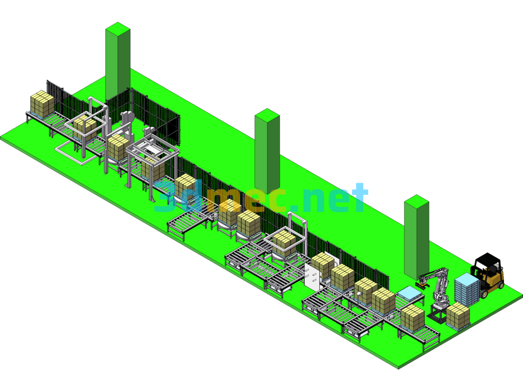 Xiamen Tianma Packing Line SolidWorks 3D Model Free Download