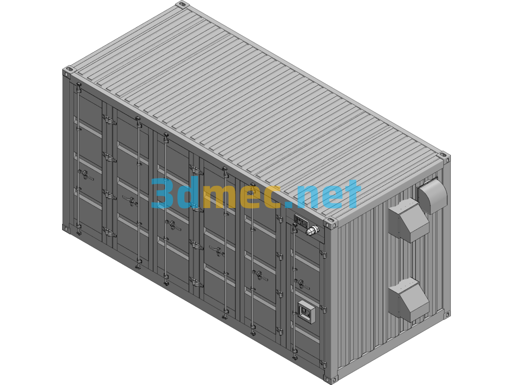 Full Set】Lithium Battery Liquid Cooling Energy Storage Container System SolidWorks 3D Model Free Download