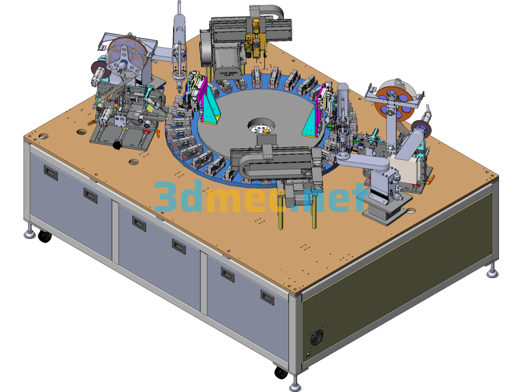 Semi-Automatic Turntable Type Pressure Sensor Assembly Film Dispensing Integrated Machine SolidWorks 3D Model Free Download